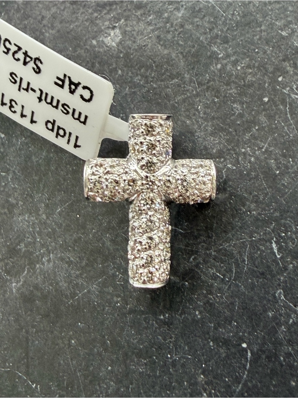 Sparkling 18kt White Gold Diamond Cross Pendant